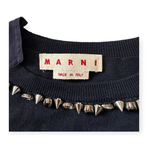 Marni Embellished Wool-Silk Sweater FW2012, Blue, Size: IT 40 (US Small) - Picture 3 of 14